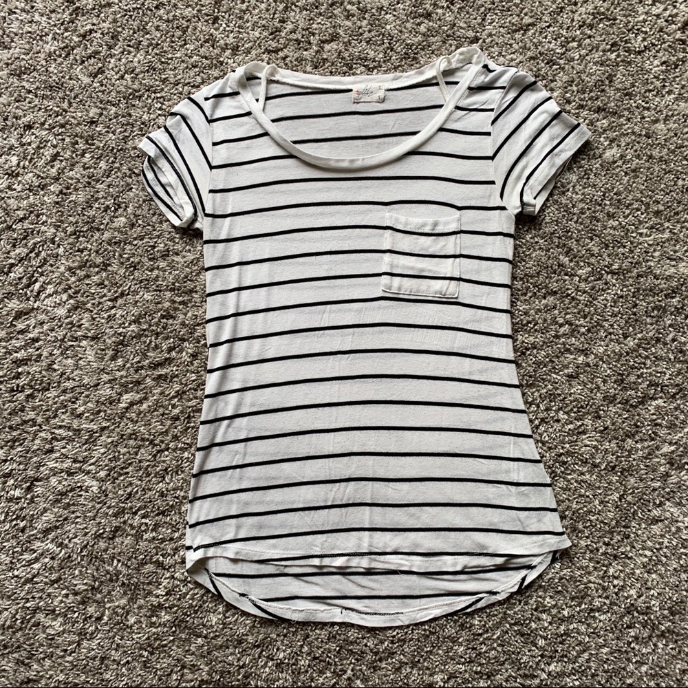 White and Black Striped T-Shirt
